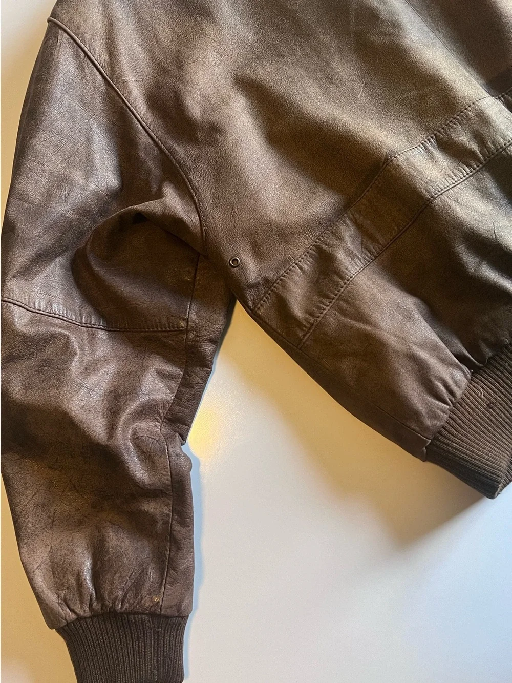 Vintage Paris Sport Club Wings of Adventure Leather Flight Bomber Jacket L